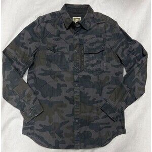 G-Star Raw Rackler Camo Men's L Long Sleeve Snap Up Tactical Shirt Zip Pocket